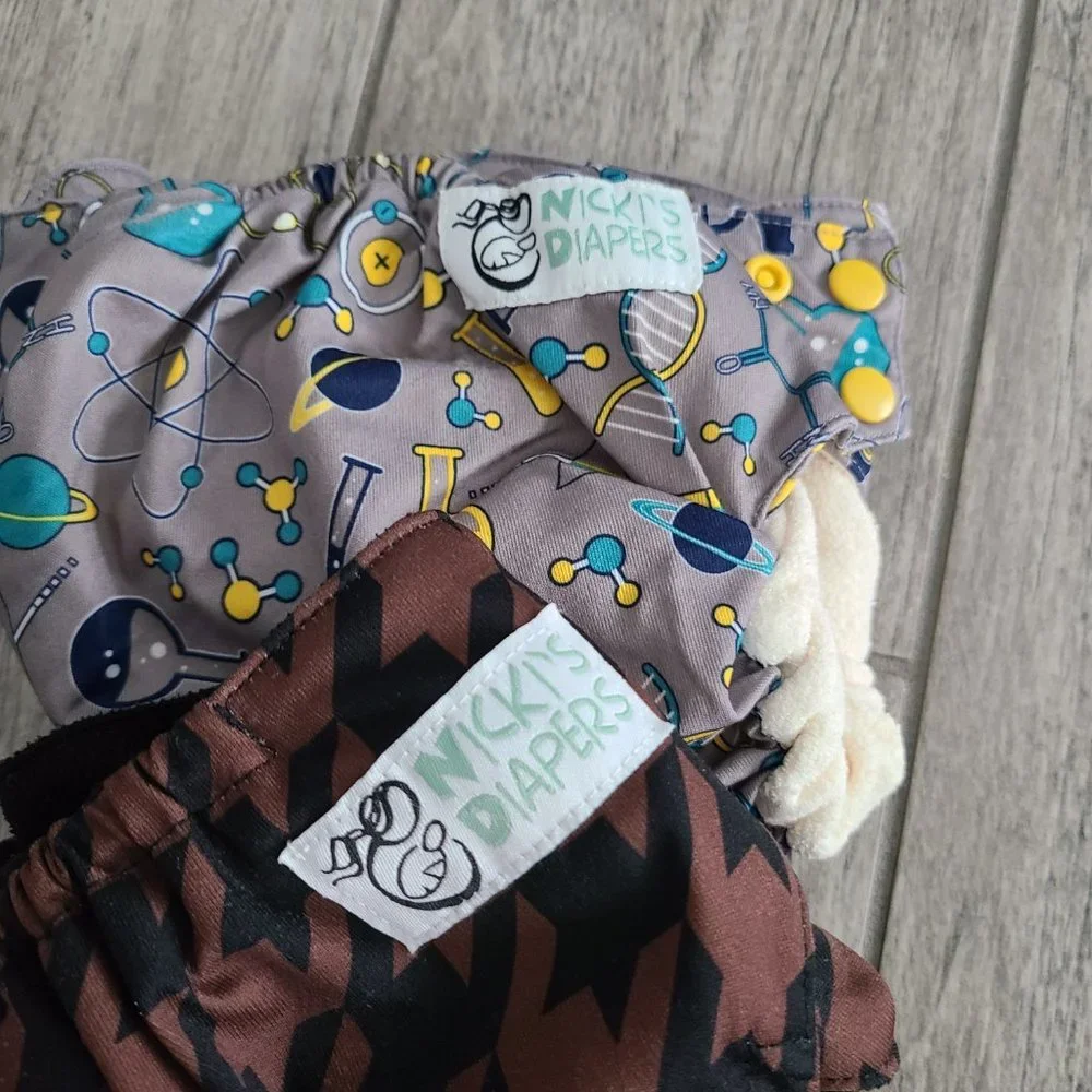 Nicki's Diaper baby cloth diapers set of 2 snap button and velcro